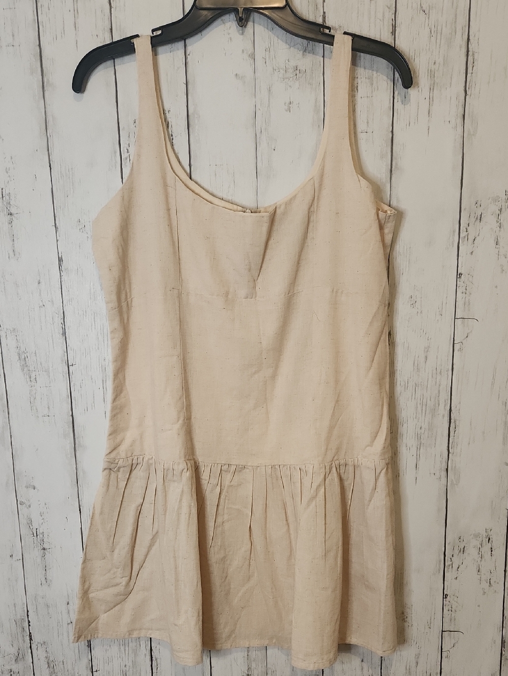 NWT Spoon Jeans Cream Cotton Blend Babydoll Mini Dress Size Large